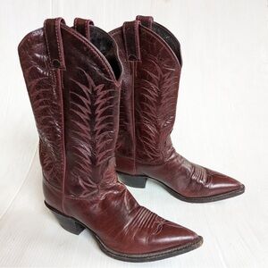 JUSTIN flame embroidered brown leather tall riding cowboy equestrian boots